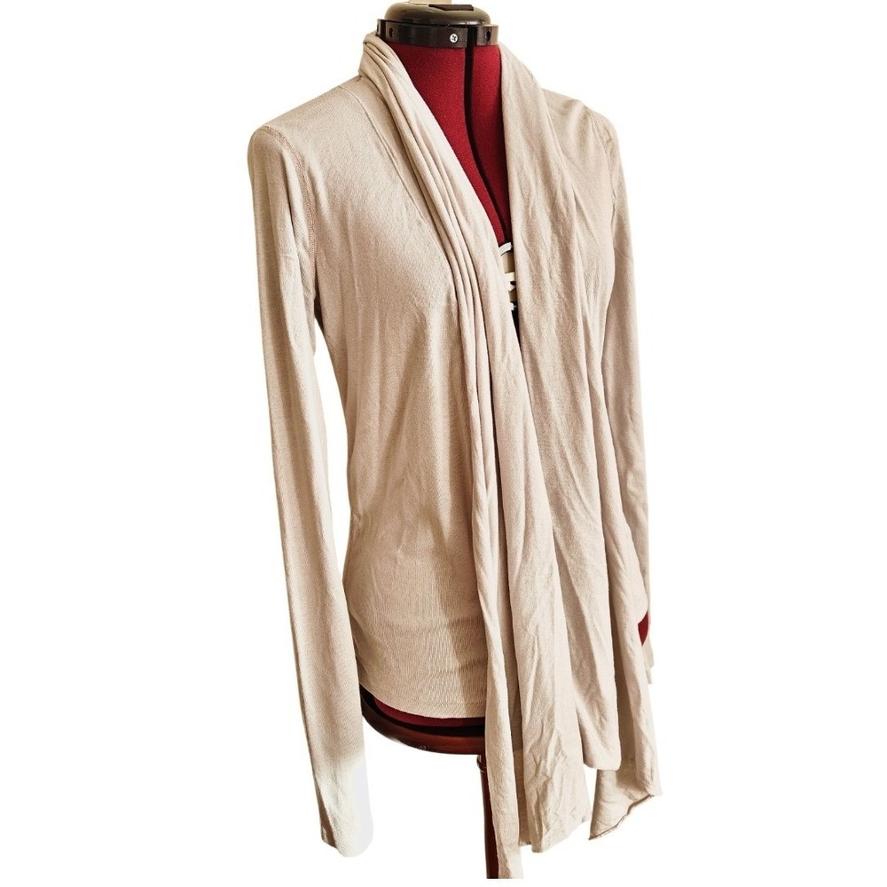 Three Dots Womens Cardigan Sweater Cotton Modal Gray Drape Open Front Size Large